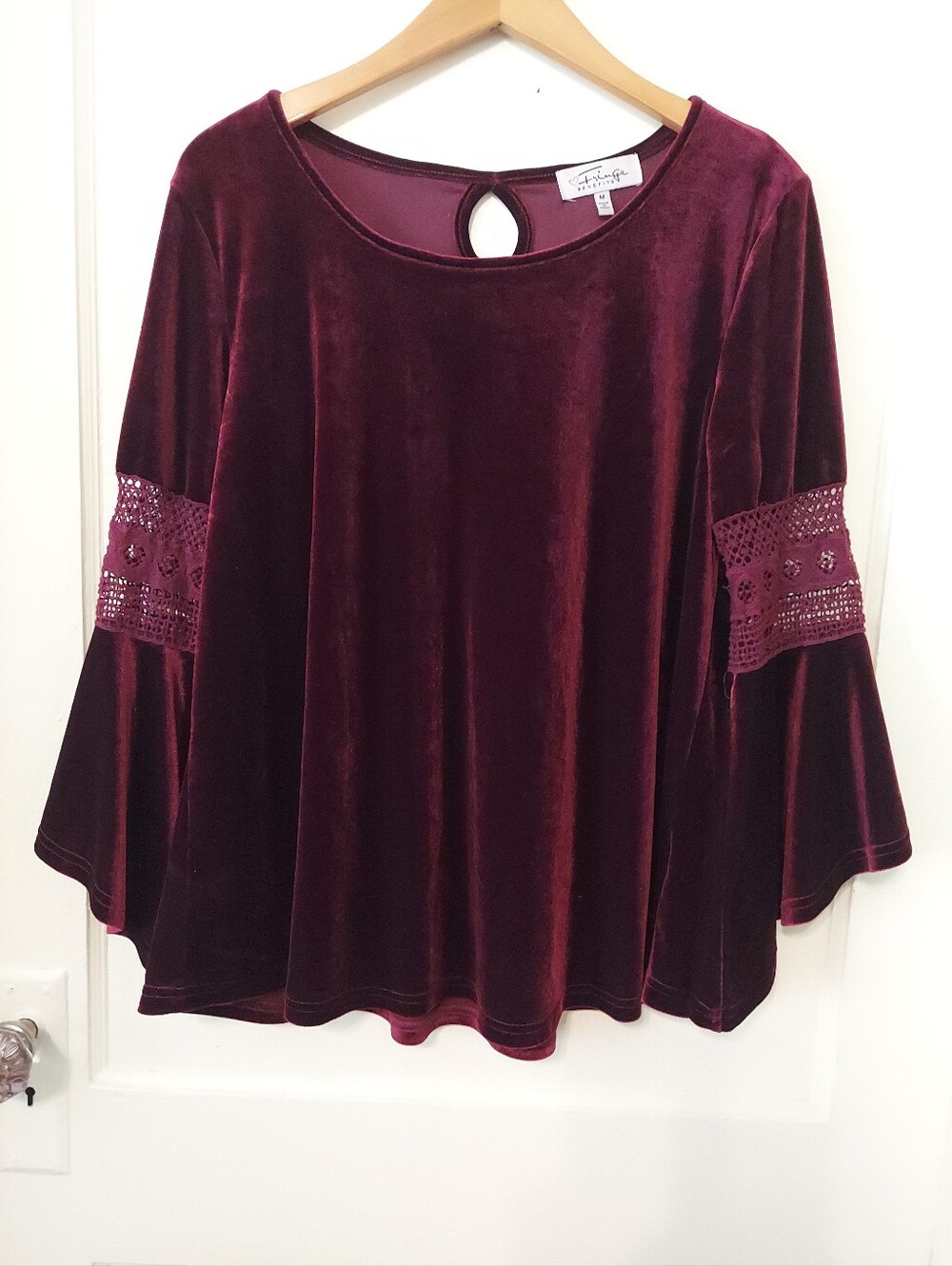 Fringe Benefits Velvet Bell/S Top M Crochet Lace Boho Witchy Whimsigoth Retro